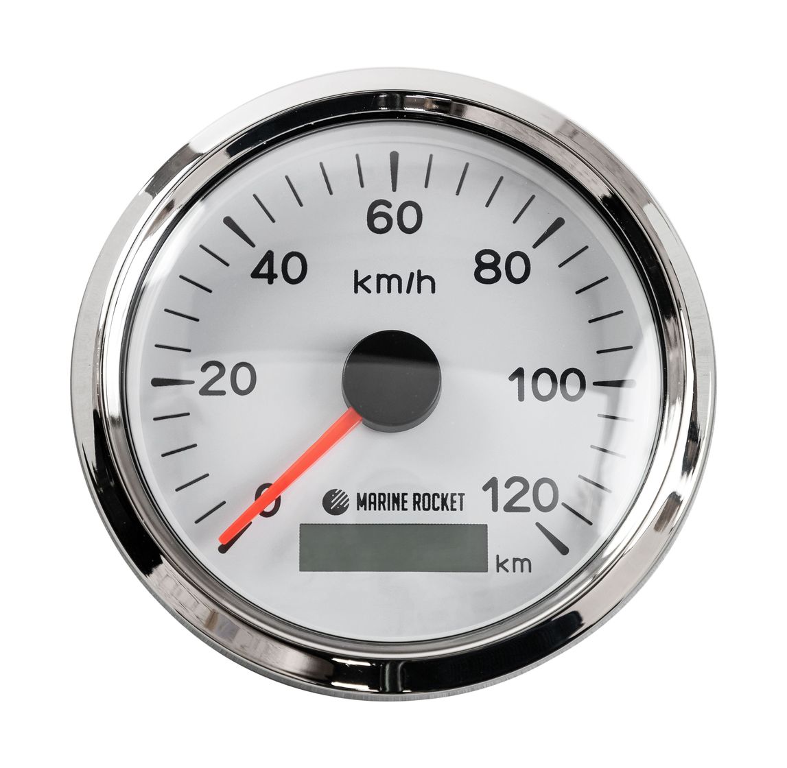 GPS-спидометр аналоговый 0-120 км/ч, белый циферблат, нержавеющий ободок, выносная антенна, д. 85 мм, Marine Rocket купить c доставкой