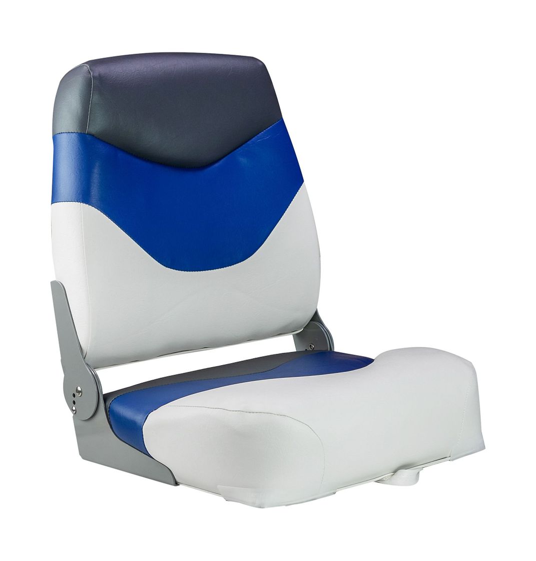 Кресло мягкое складное Premium, обивка винил, цвет белый/синий/угольный, Marine Rocket купить c доставкой