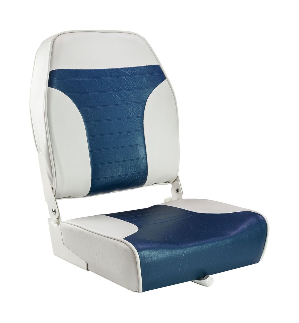 Кресло складное мягкое ECONOMY с высокой спинкой, цвет белый/синий купить c доставкой