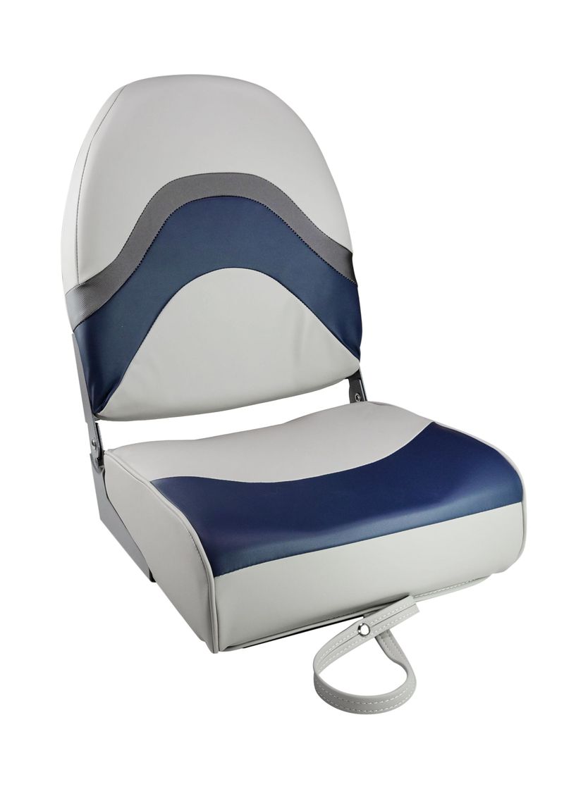Кресло складное мягкое PREMIUM WAVE, цвет серый/синий купить c доставкой