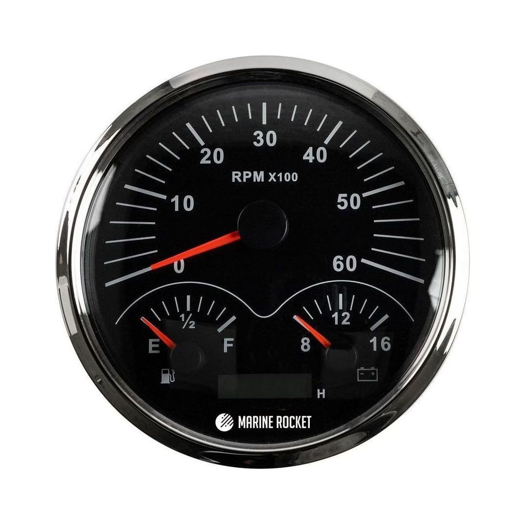 Прибор многофункциональный 4 в 1, черный циферблат, нержавеющий ободок, д. 110 мм, Marine Rocket купить c доставкой