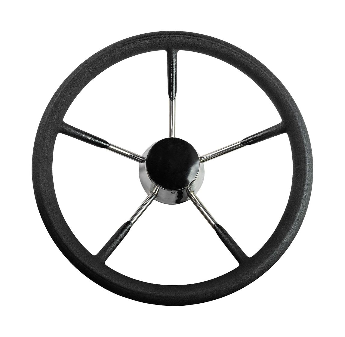 Рулевое колесо черный обод, стальные спицы, диаметр 340 мм купить c доставкой