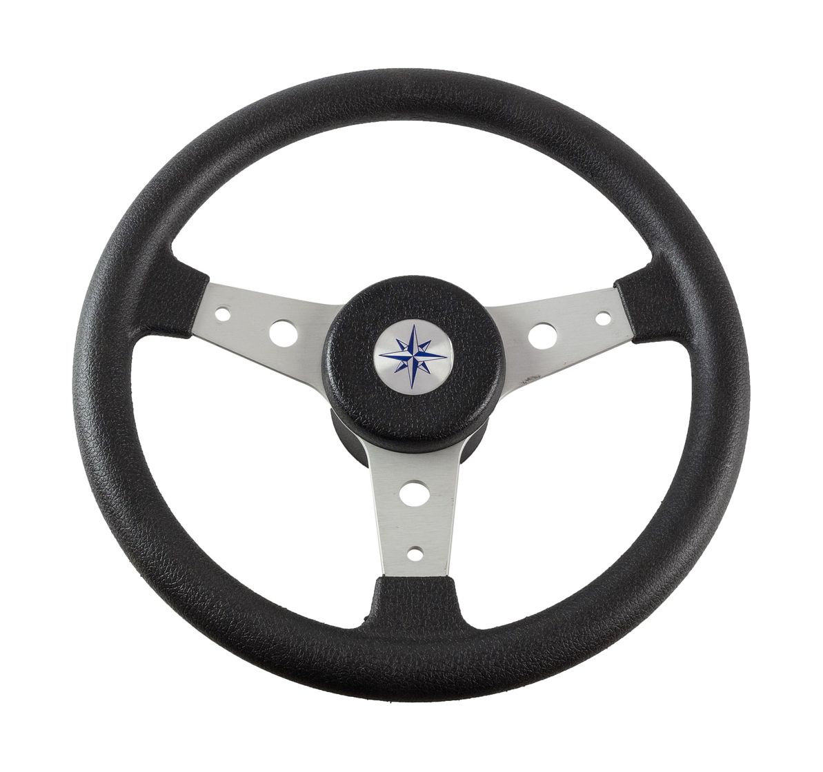 Рулевое колесо DELFINO обод черный, спицы серебряные д. 340 мм купить c доставкой