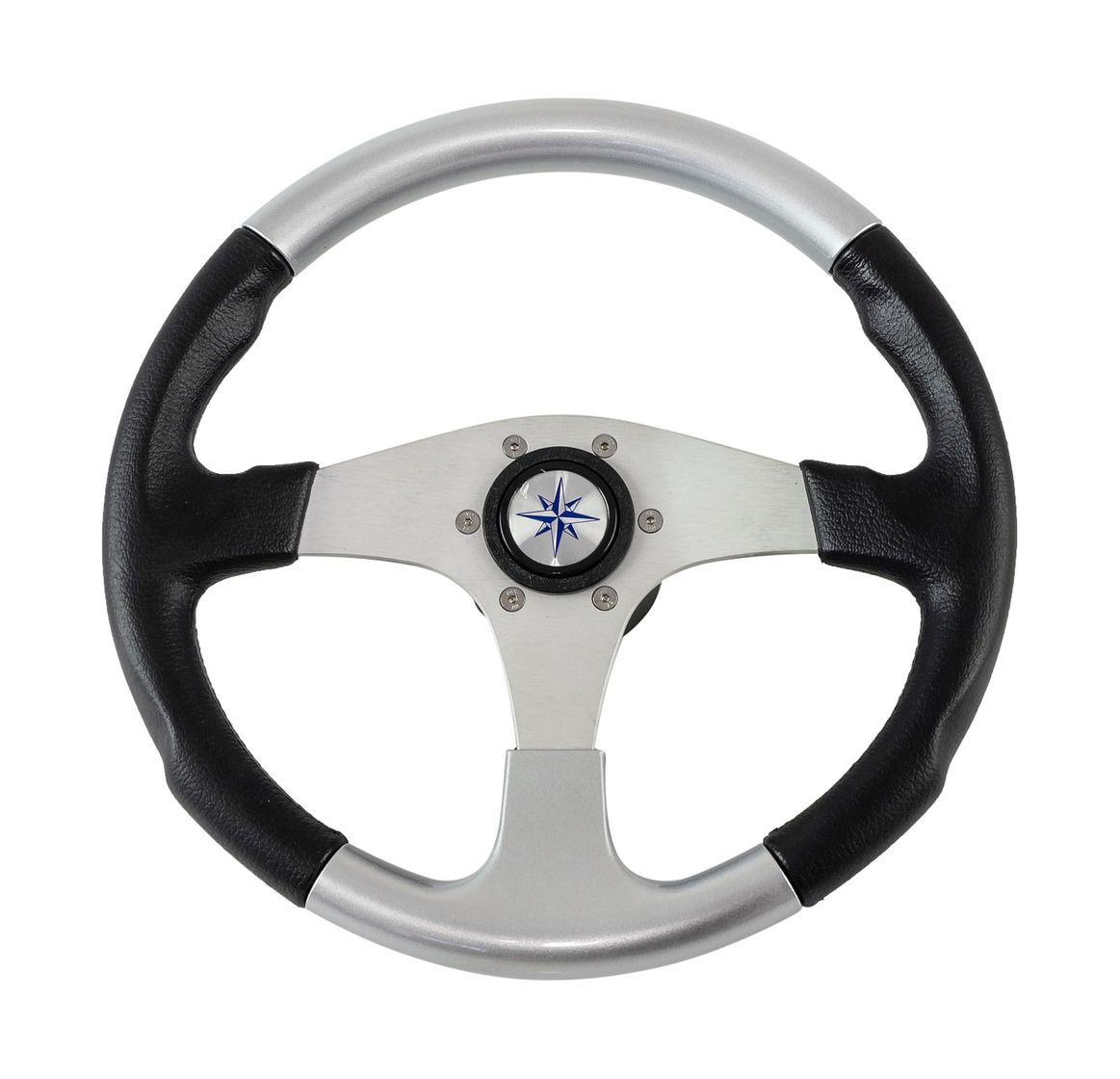 Рулевое колесо EVO MARINE 2 обод черносеребряный, спицы серебряные д. 355 мм купить c доставкой