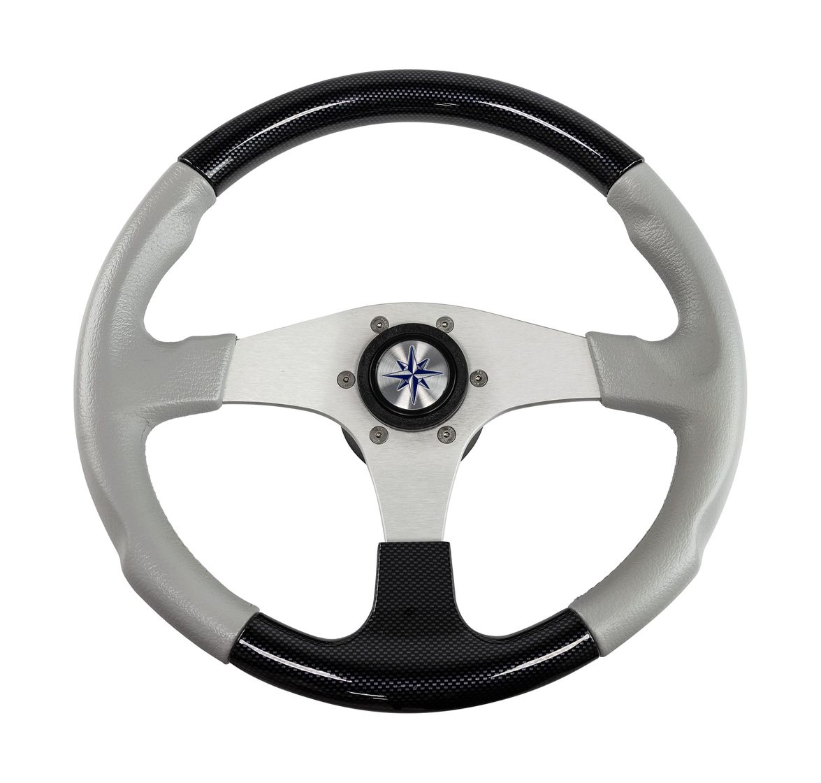 Рулевое колесо EVO MARINE 2 обод черный/серый, спицы серебряные д. 355 мм купить c доставкой
