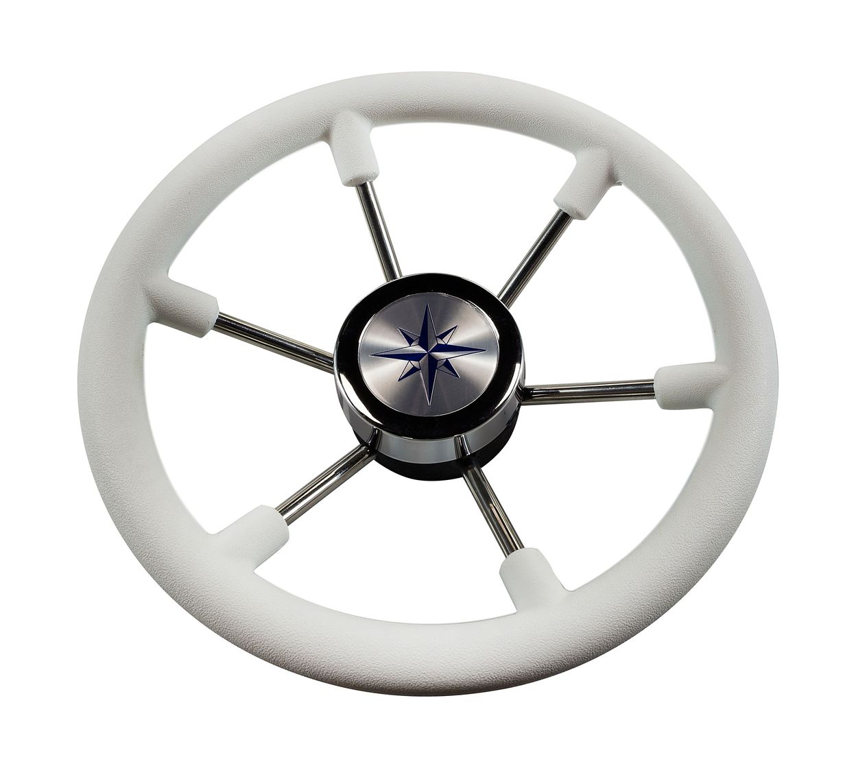 Рулевое колесо LEADER PLAST белый обод серебряные спицы д. 330 мм купить c доставкой