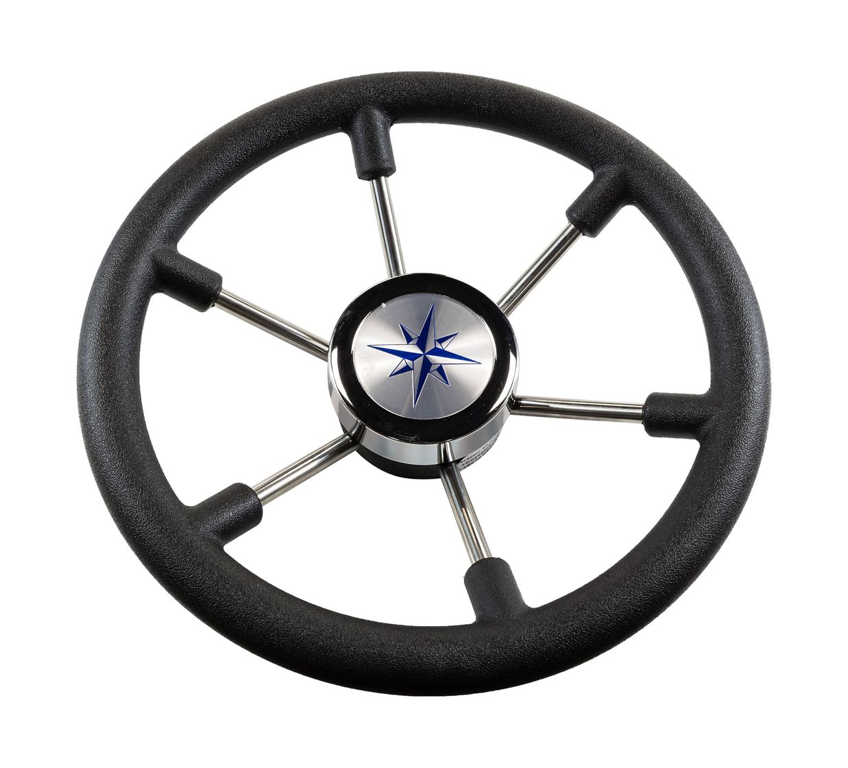 Рулевое колесо LEADER PLAST черный обод серебряные спицы д. 330 мм купить c доставкой