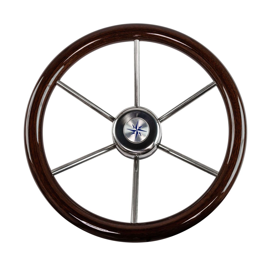 Рулевое колесо LEADER WOOD PLUS деревянный обод серебряные спицы д. 360 мм купить c доставкой
