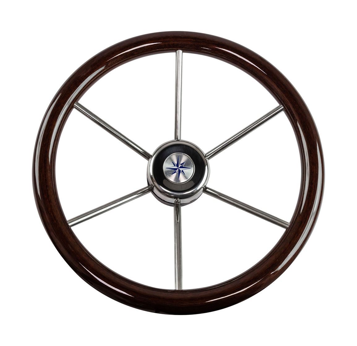 Рулевое колесо LEADER WOOD PLUS деревянный обод серебряные спицы д. 390 мм купить c доставкой
