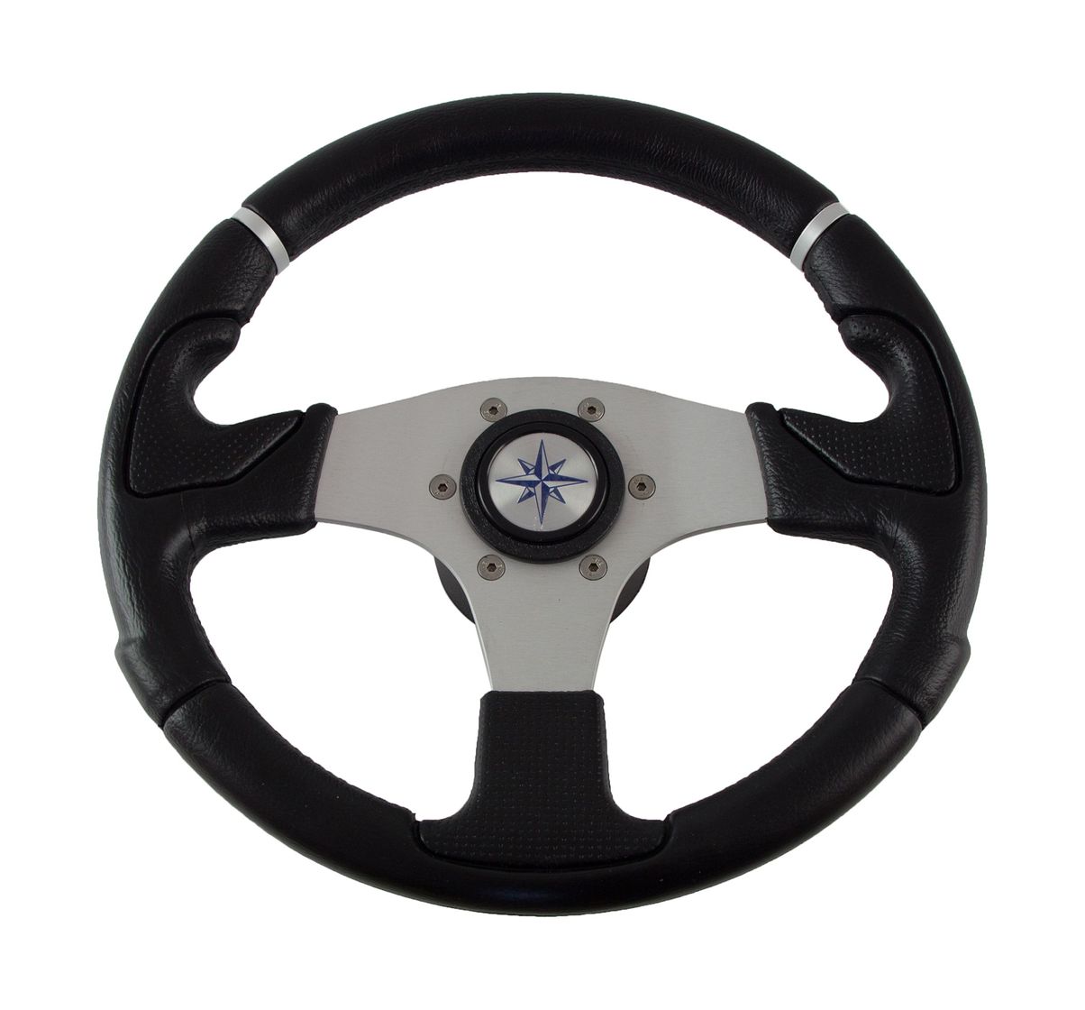 Рулевое колесо NISIDA обод черный, спицы серебряные д. 320 мм купить c доставкой