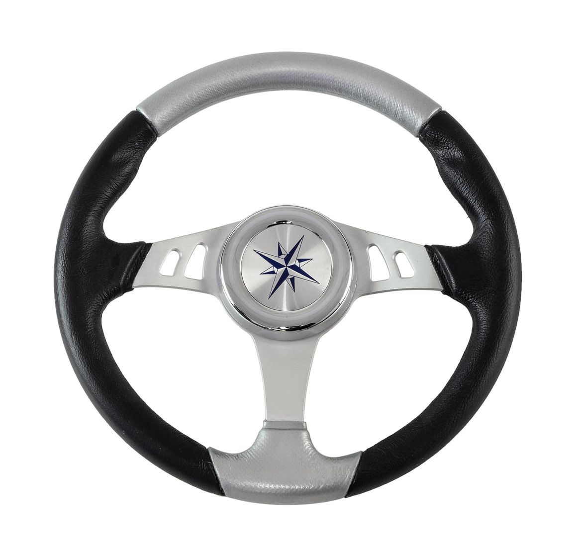 Рулевое колесо SKIPPER обод черносеребристый, спицы серебряные д. 350 мм купить c доставкой