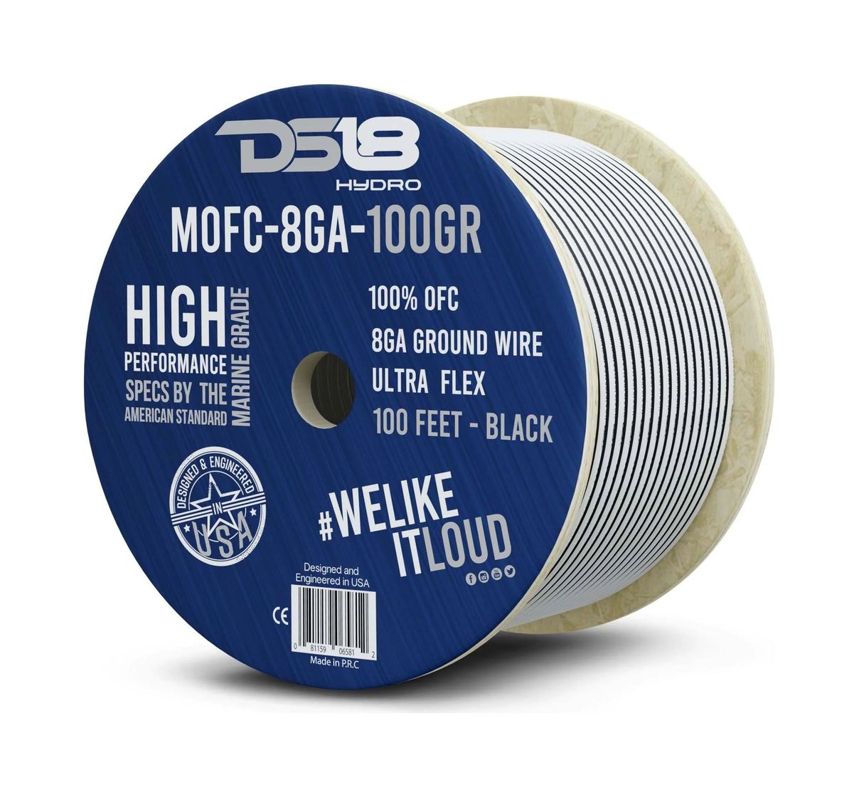 Силовой провод из 100% меди для морского применения 8-GA 30 м. черный MOFC8GA100G, DS18 купить c доставкой