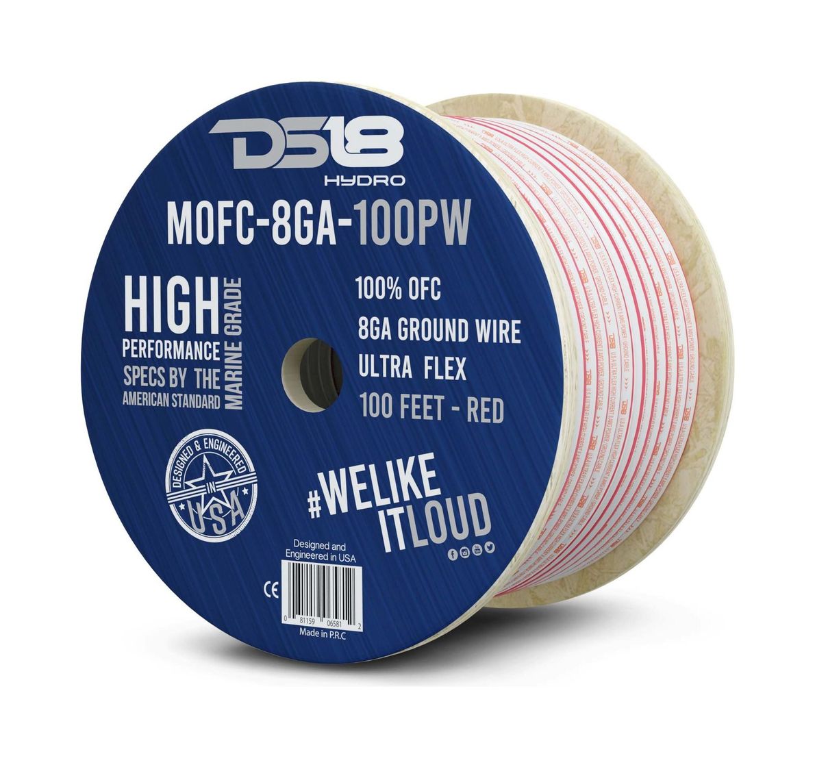 Силовой провод из 100% меди для морского применения 8-GA 30 м. красный MOFC8GA100P, DS18 купить c доставкой