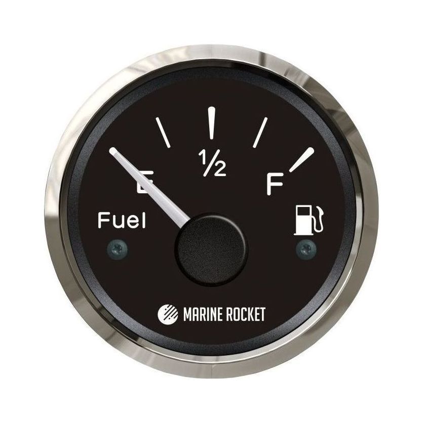 Указатель уровня топлива 240-33 Ом (US), черный циферблат, нержавеющий ободок, д. 52 мм, Marine Rocket купить c доставкой